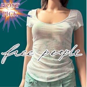 🎉HP🎉Org. Alabaster White Green Tie Dyed We The Free Always Yours Tee. Size XS